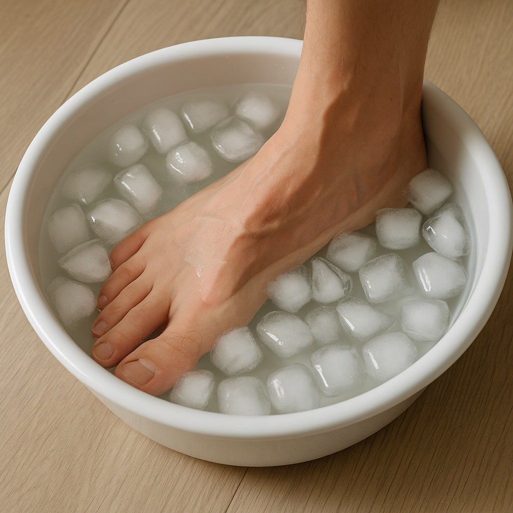 bain de pied froid apres une entorse de la cheville